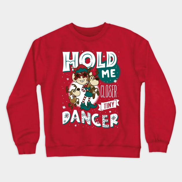 Tiny Dancer - Vintage Cartoon Christmas Elf - Musical Elfton John Crewneck Sweatshirt by Nemons